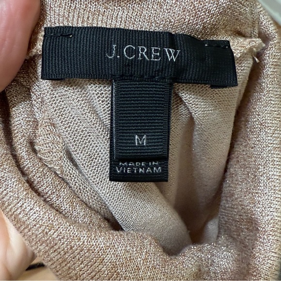 J. Crew metallic rose gold beige turtleneck black label  size medium - Picture 3 of 4